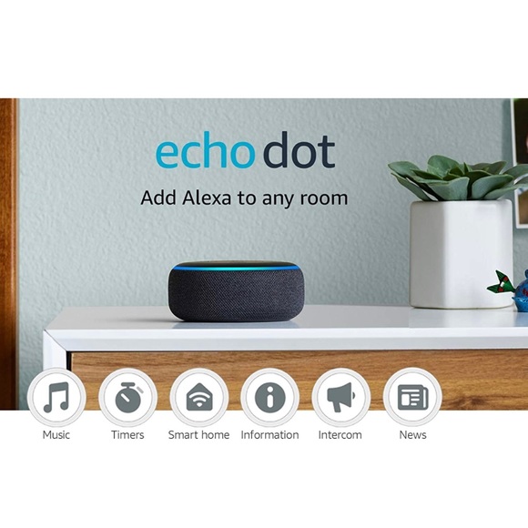 Echo Dot (3rd Gen, 2018 release) - Smart speaker with Alexa - Charcoal - Picture 2 of 6